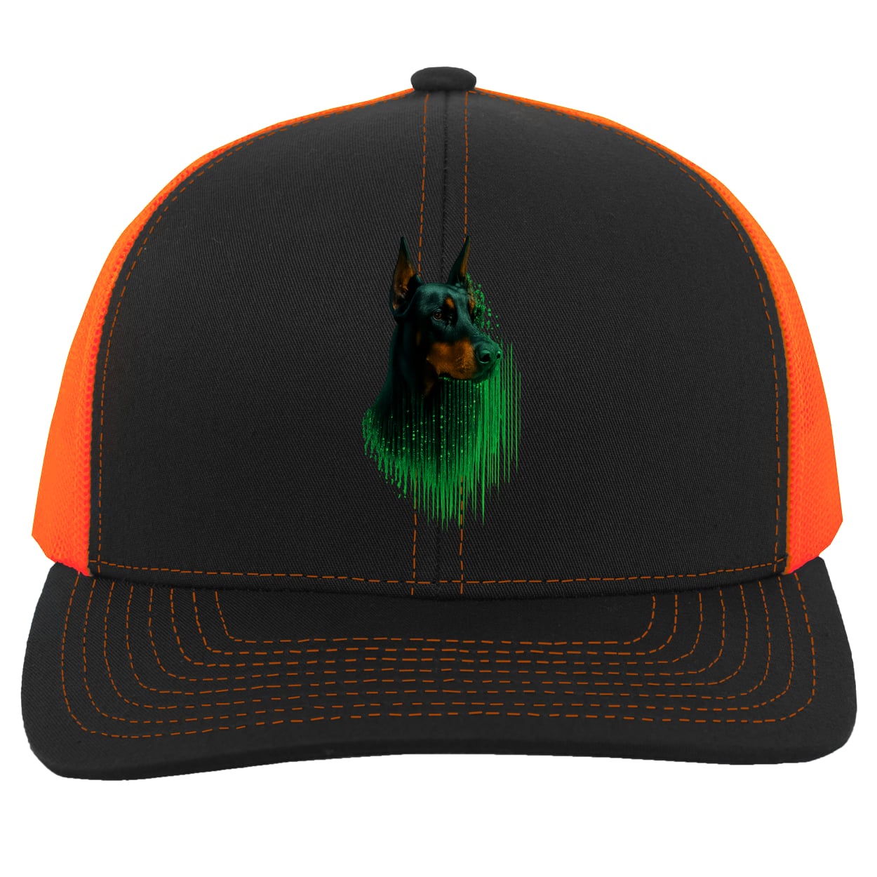 104C Trucker Snap Back - Black/Neon Orange