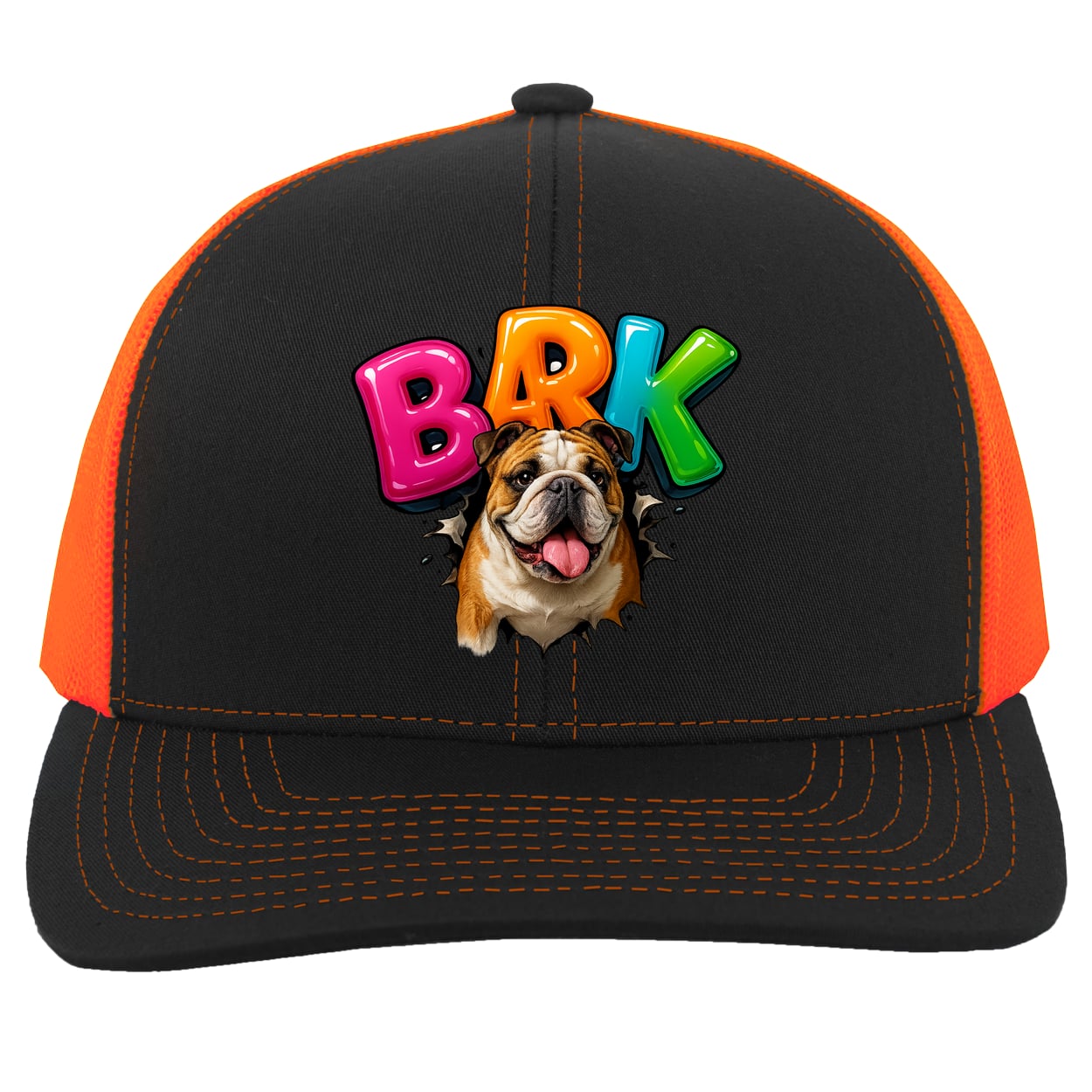 104C Trucker Snap Back - Black/Neon Orange
