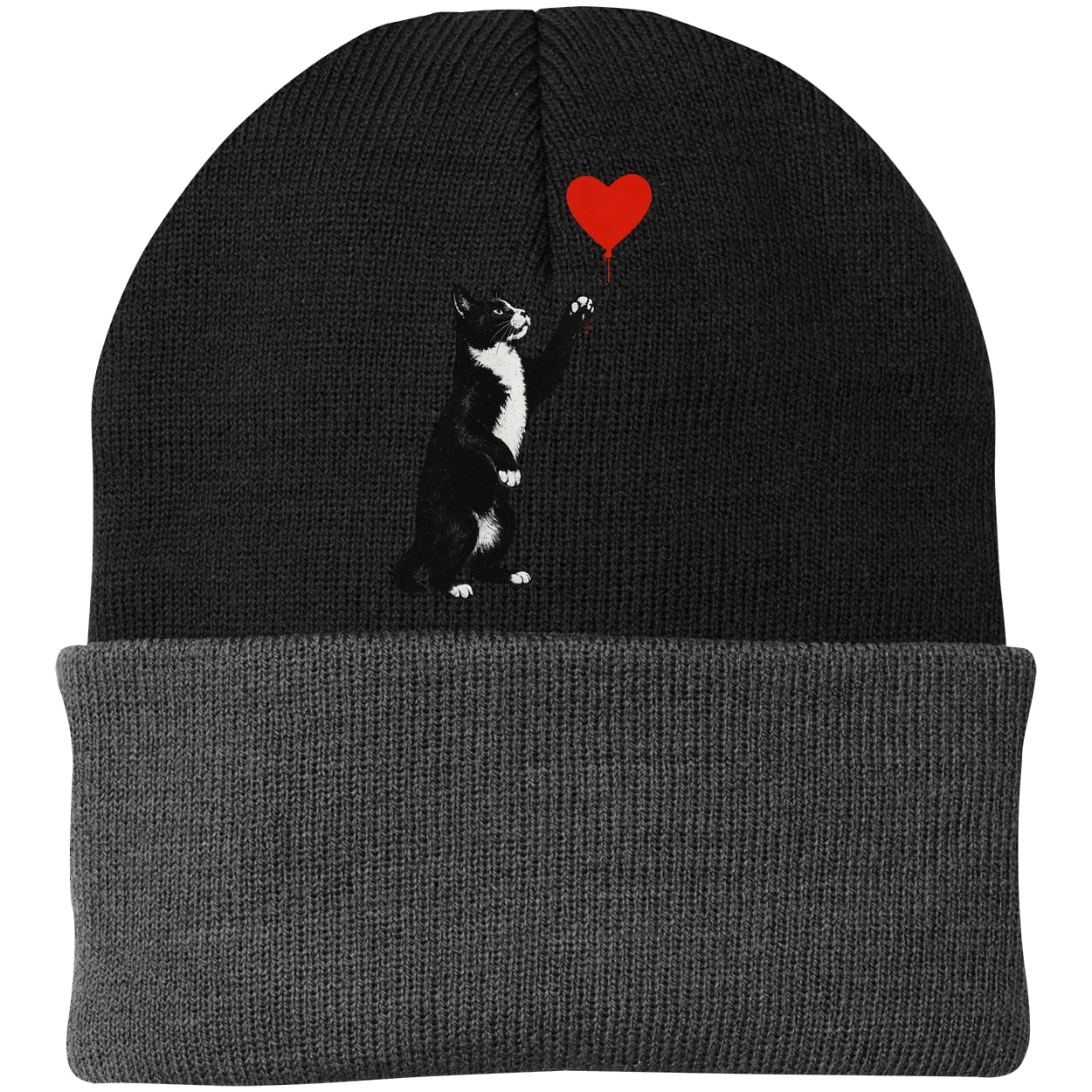 CP90 Port & Company Knit Beanie - Black/Gray