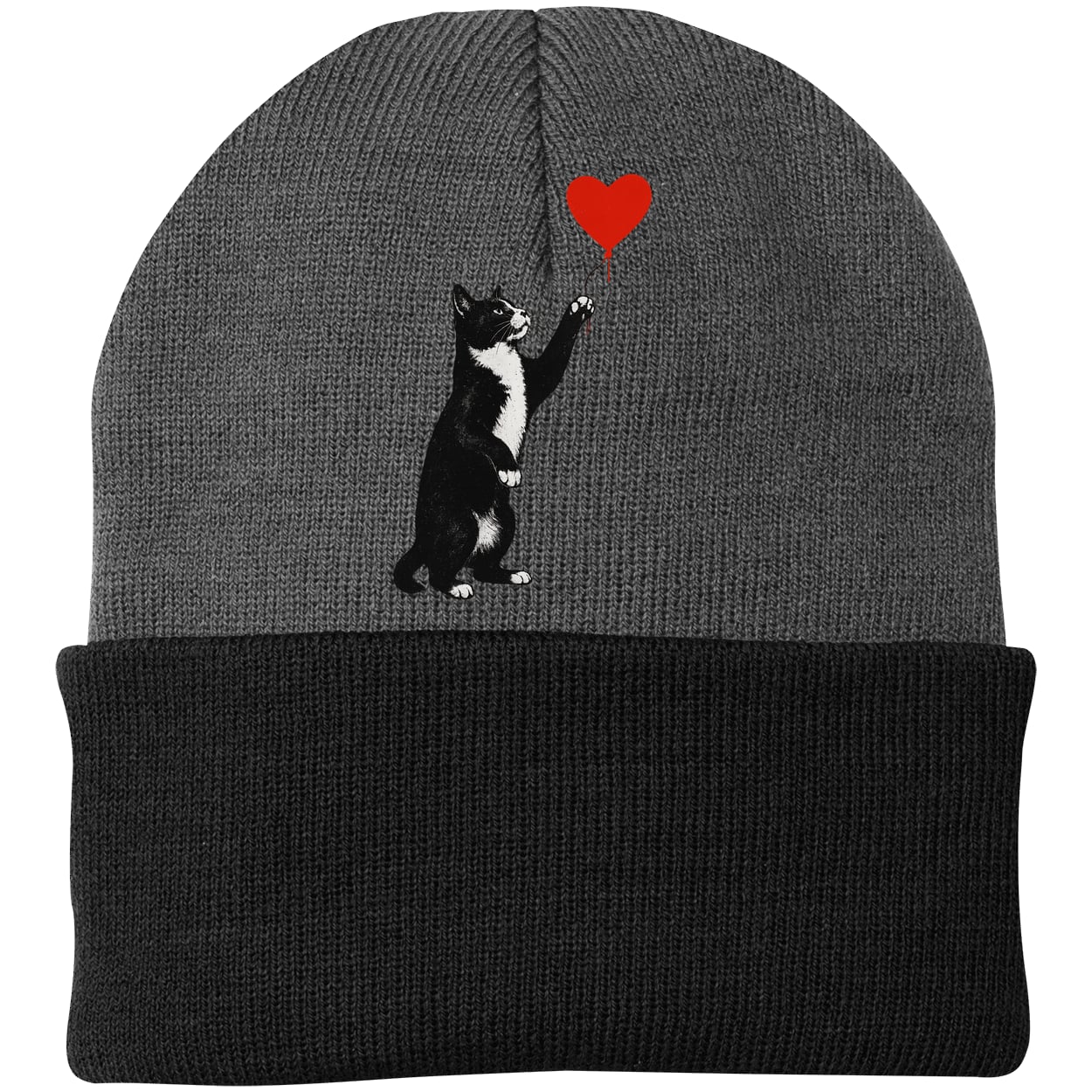 CP90 Port & Company Knit Beanie - Athletic Oxford/Black