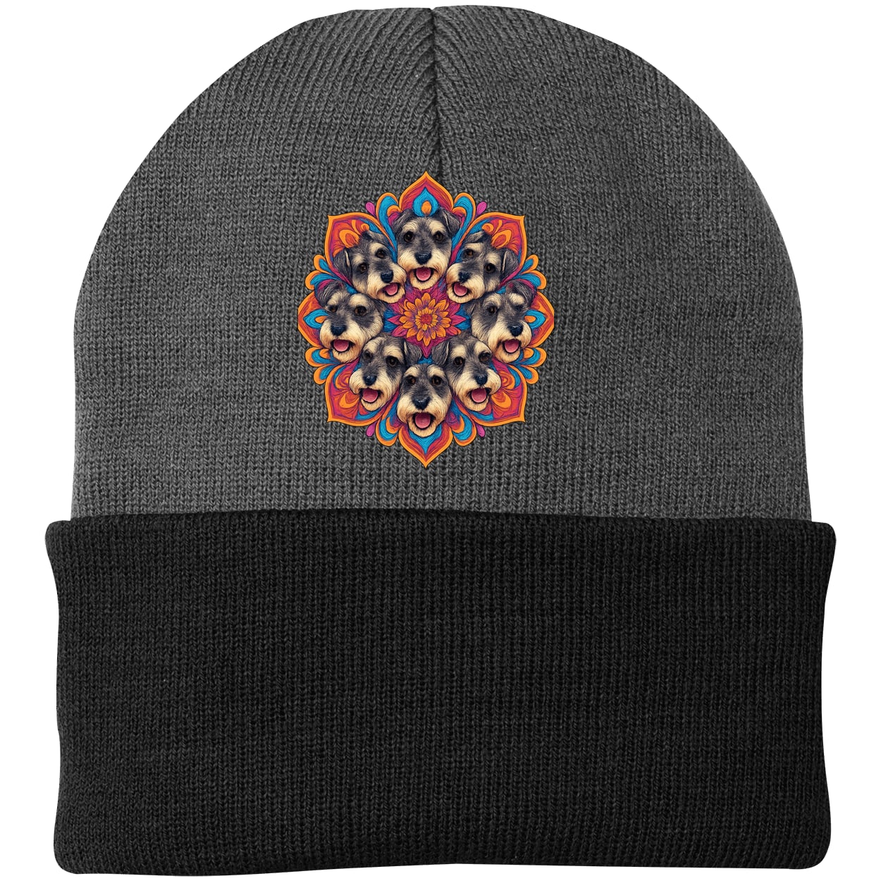 CP90 Port & Company Knit Beanie - Athletic Oxford/Black