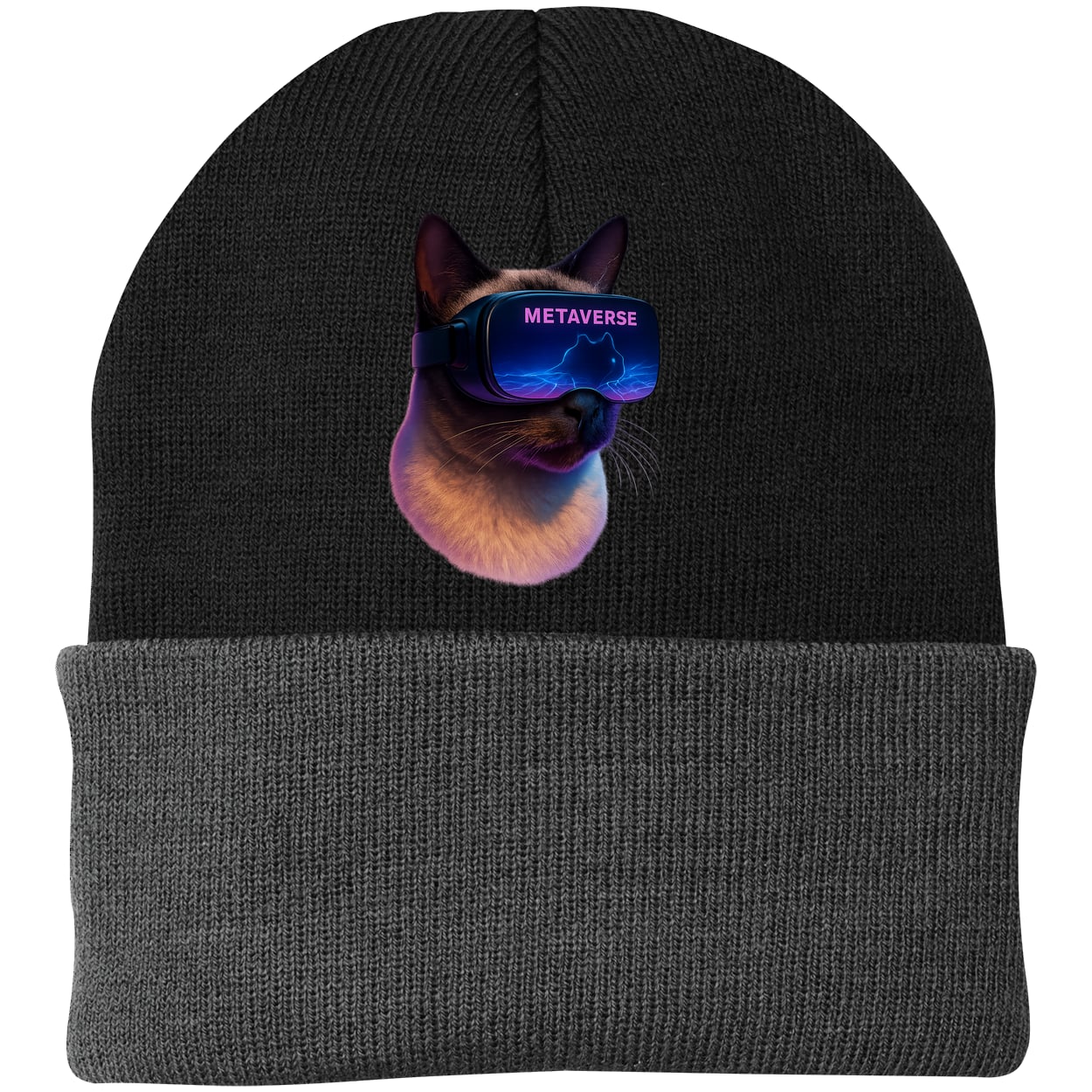 CP90 Port & Company Knit Beanie - Black/Gray