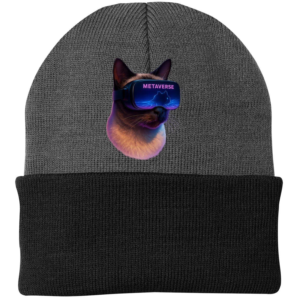 CP90 Port & Company Knit Beanie - Athletic Oxford/Black