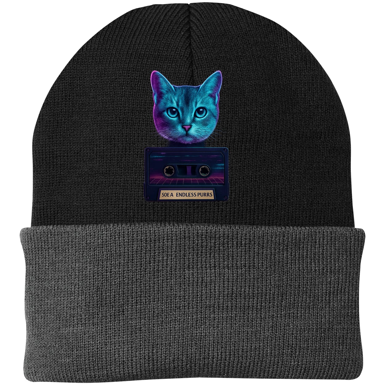 CP90 Port & Company Knit Beanie - Black/Gray