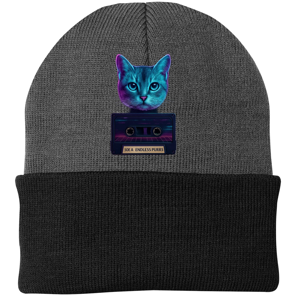 CP90 Port & Company Knit Beanie - Athletic Oxford/Black
