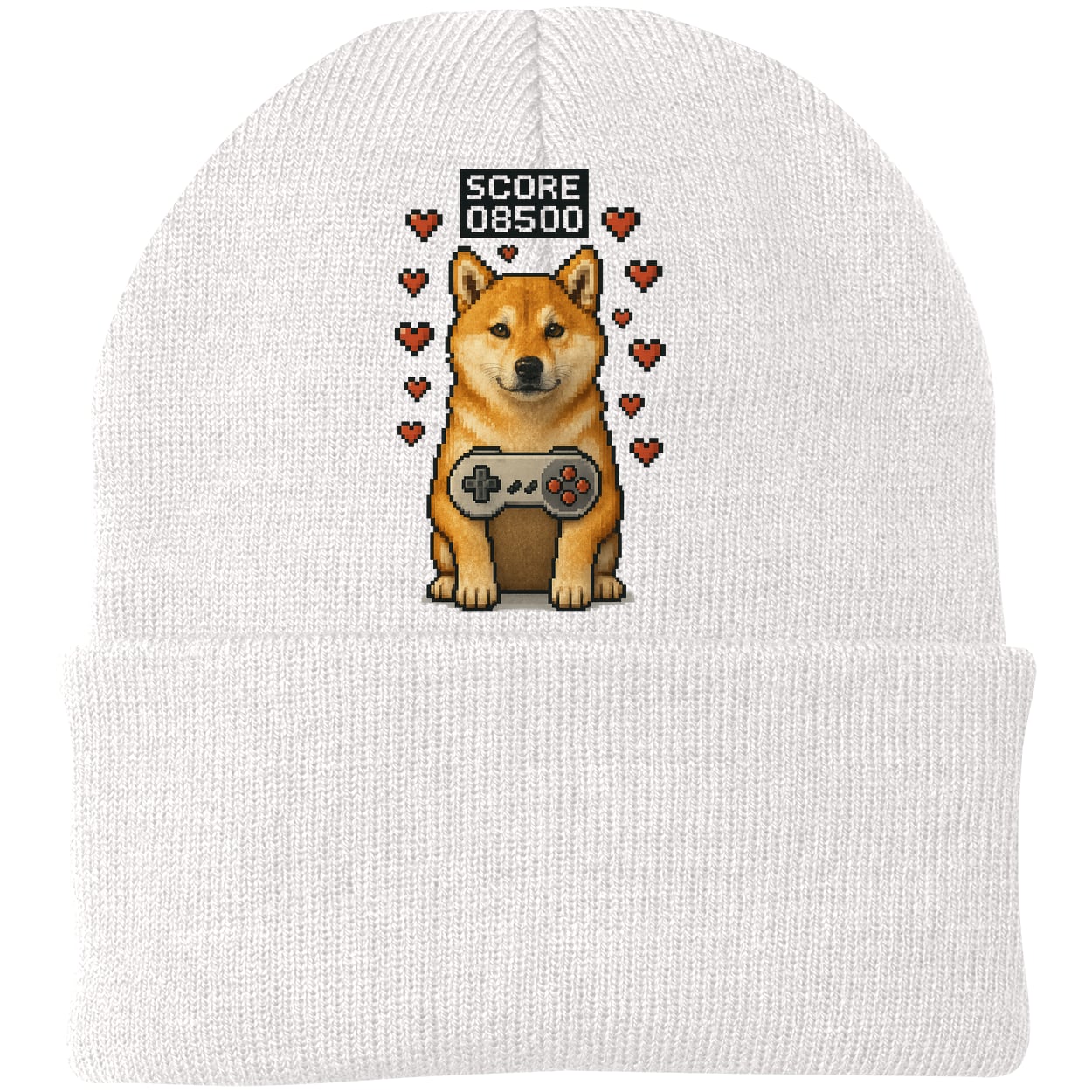 CP90 Port & Company Knit Beanie - White
