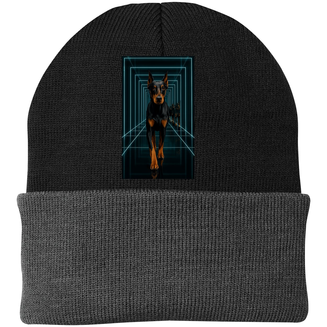 CP90 Port & Company Knit Beanie - Black/Gray