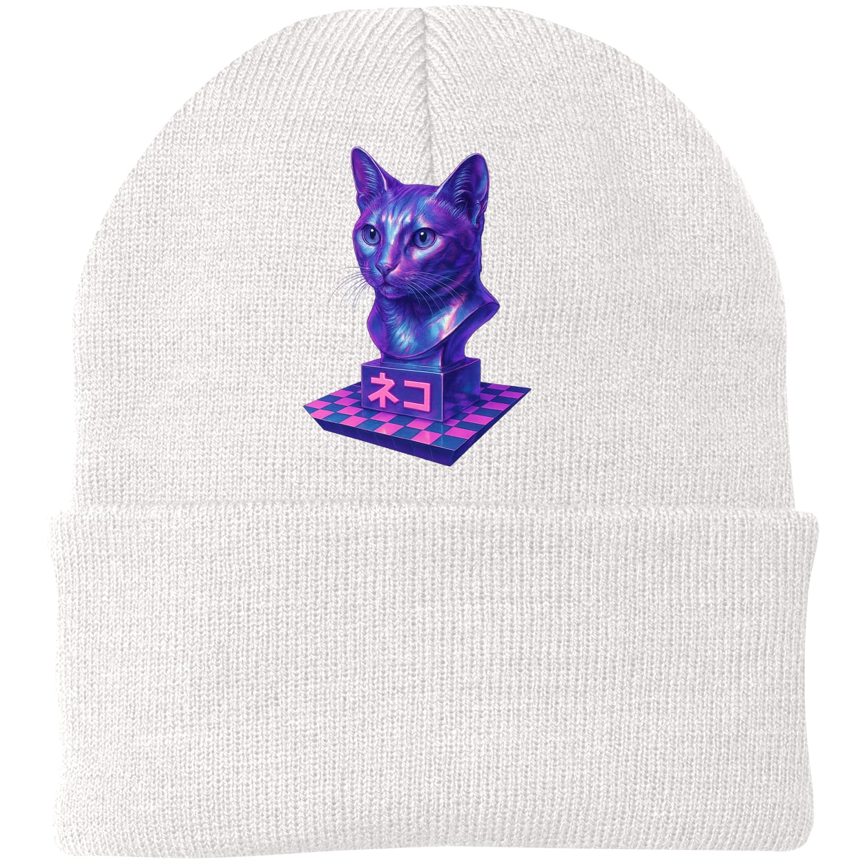 CP90 Port & Company Knit Beanie - White
