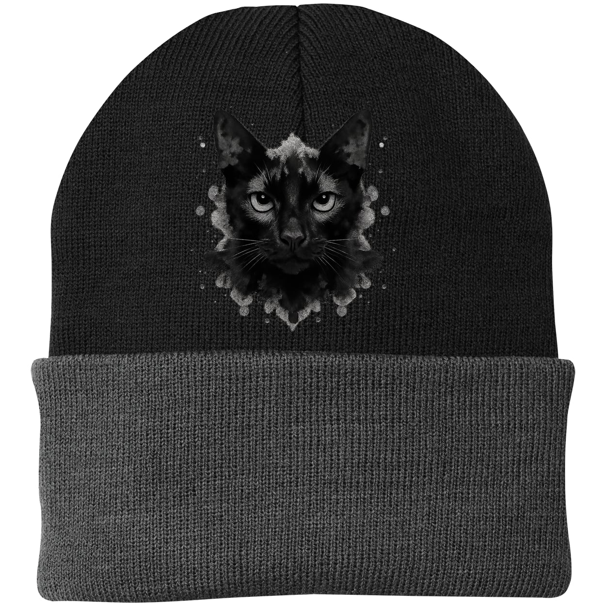 CP90 Port & Company Knit Beanie - Black/Gray