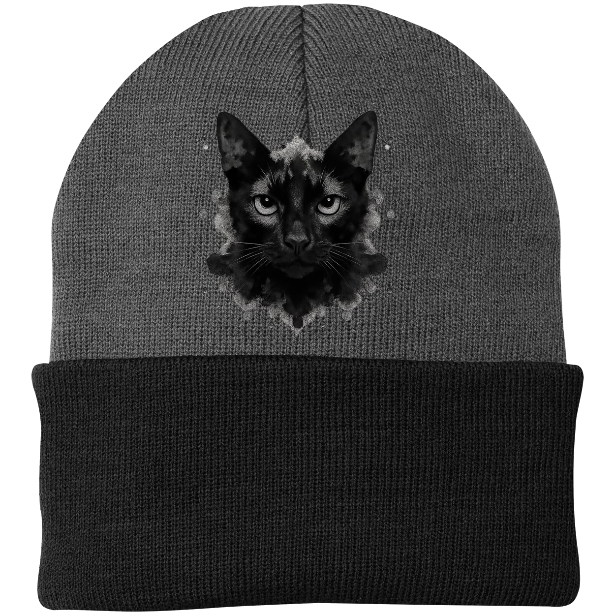 CP90 Port & Company Knit Beanie - Athletic Oxford/Black