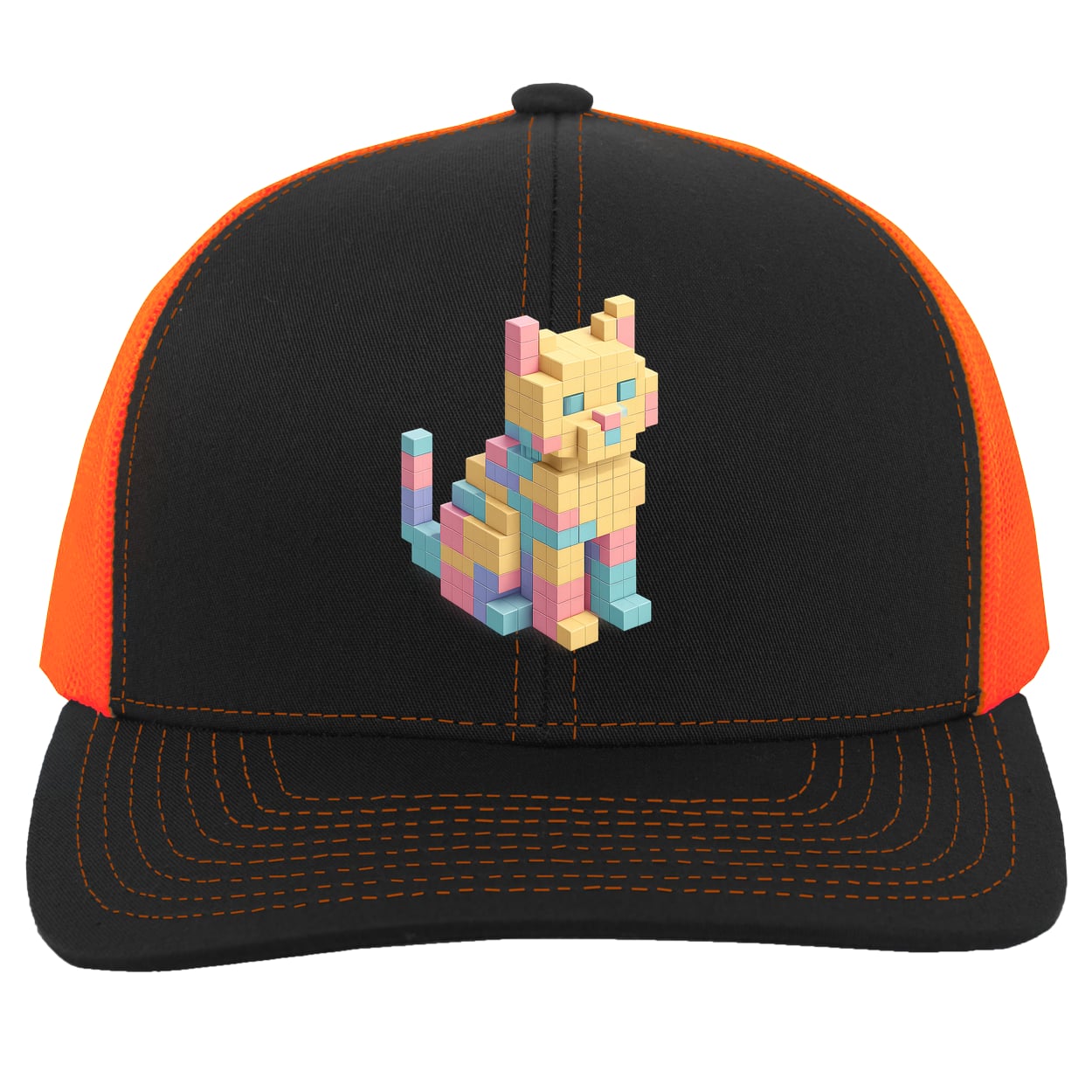 104C Trucker Snap Back - Black/Neon Orange