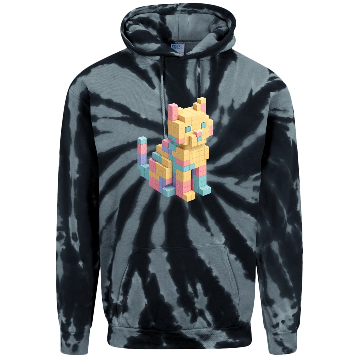 PC146 Port & Company Adult Tie-Dye Pullover Hoodie - Black