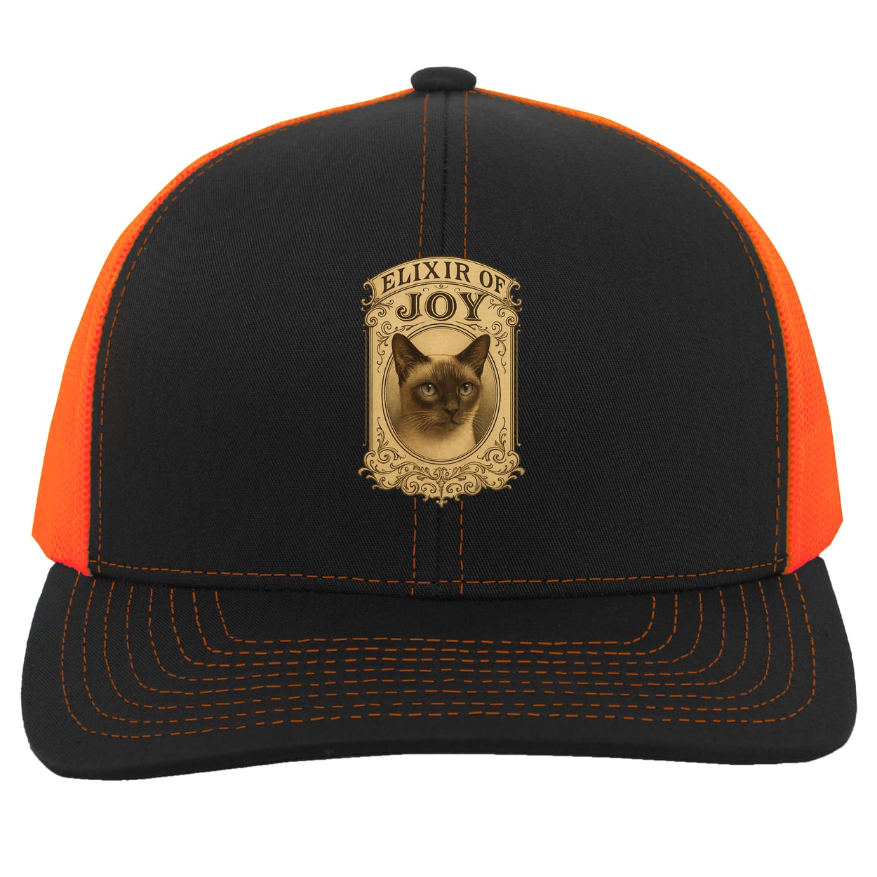104C Trucker Snap Back - Black/Neon Orange