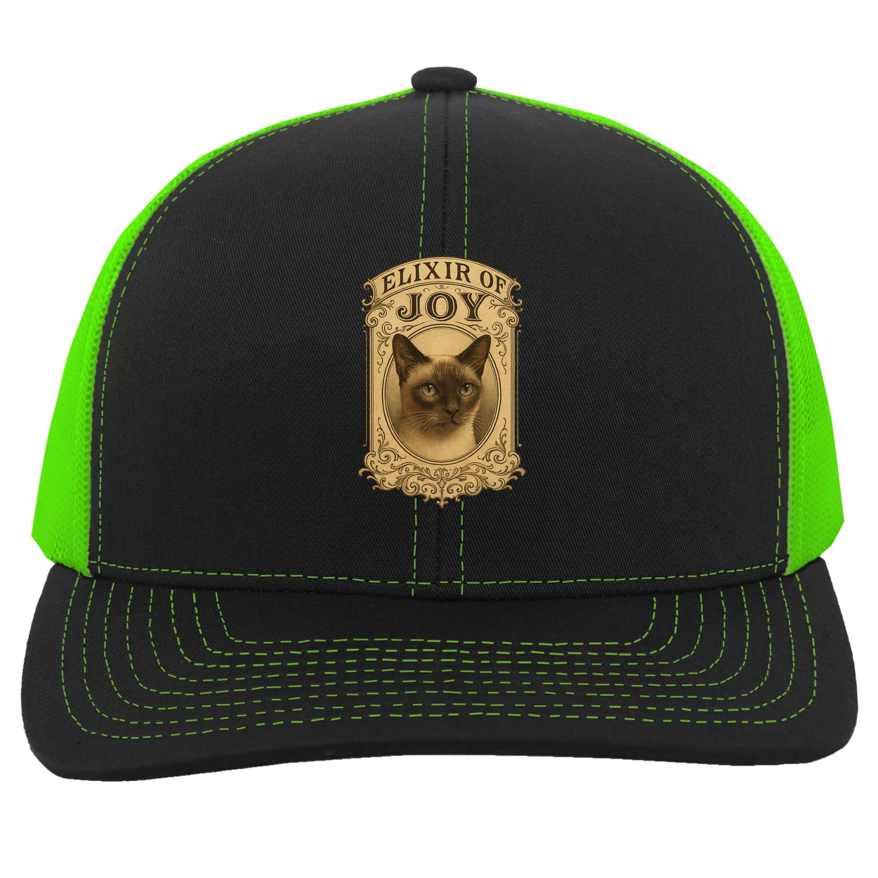 104C Trucker Snap Back - Black/Neon Green