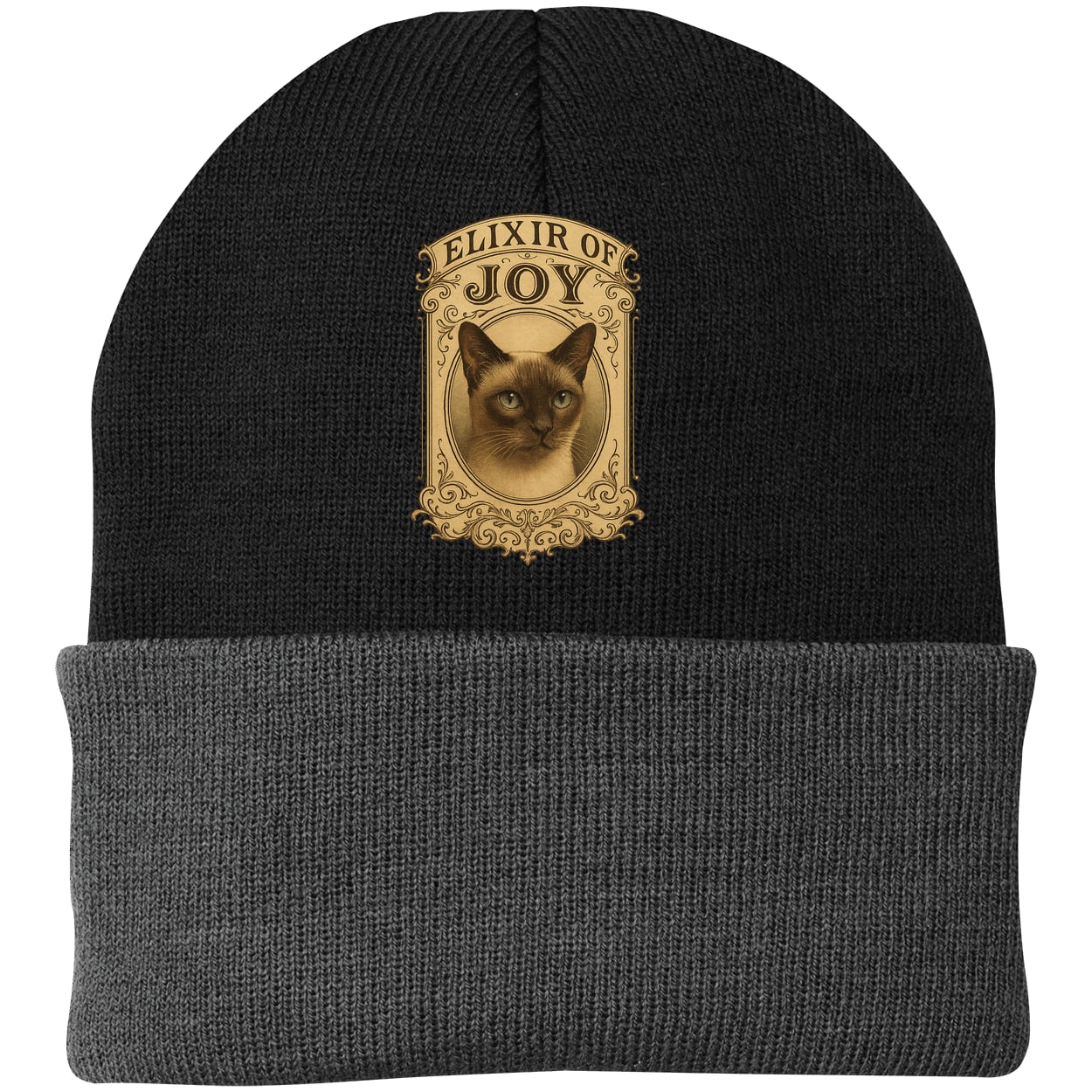 CP90 Port & Company Knit Beanie - Black/Gray