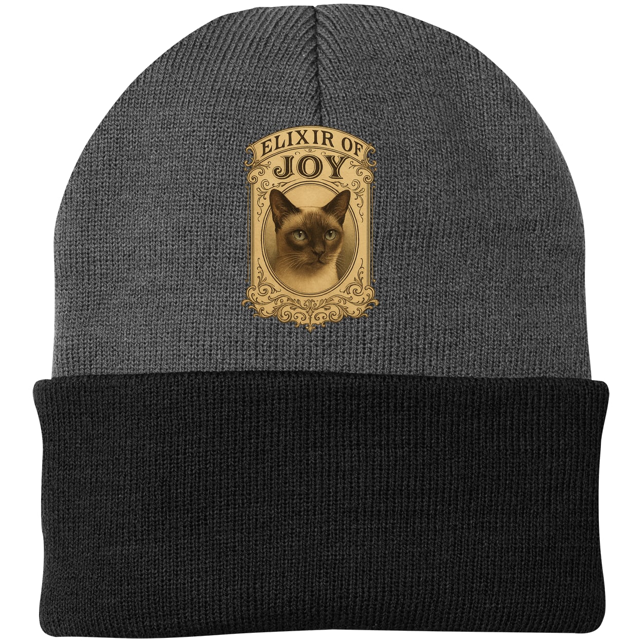 CP90 Port & Company Knit Beanie - Athletic Oxford/Black