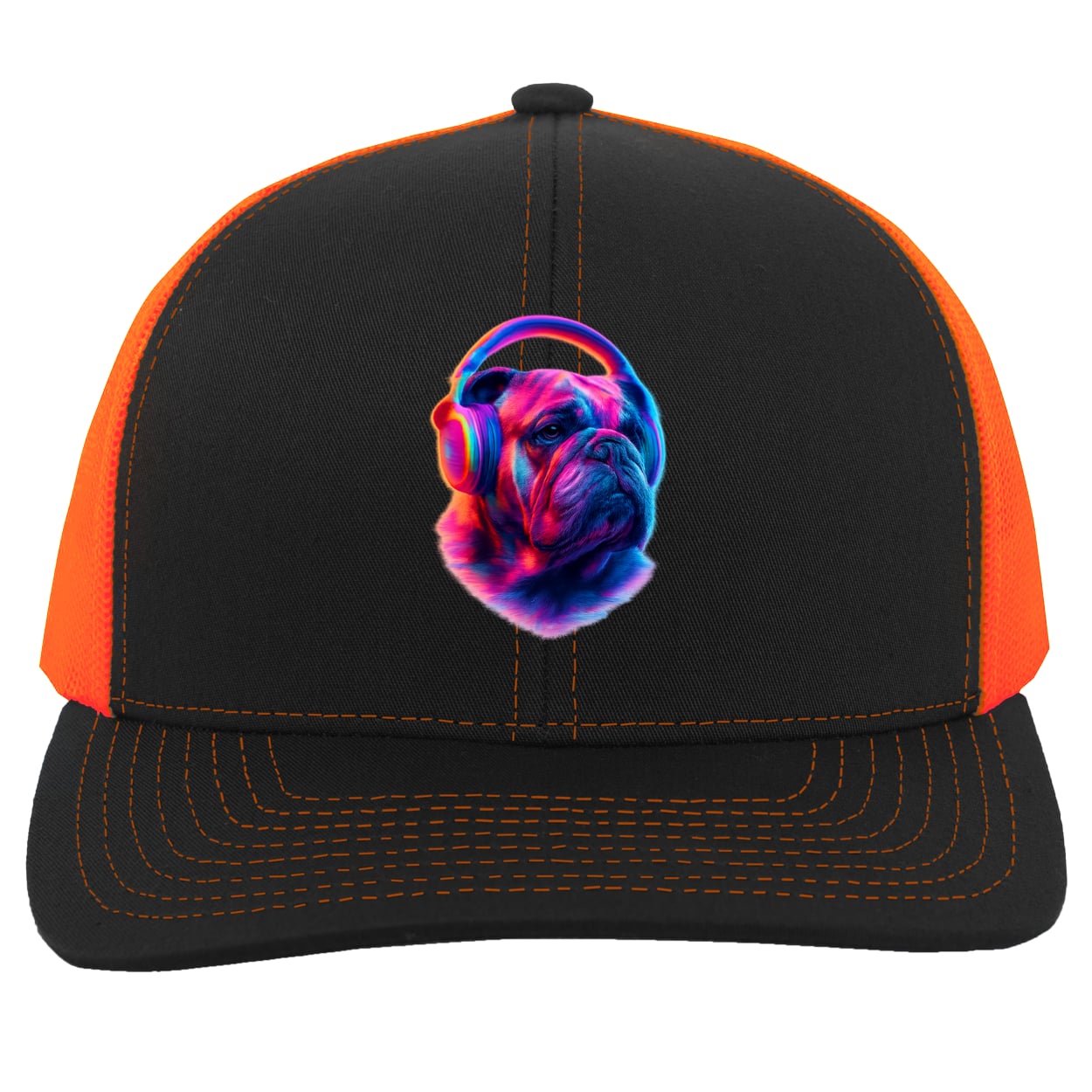 104C Trucker Snap Back - Black/Neon Orange