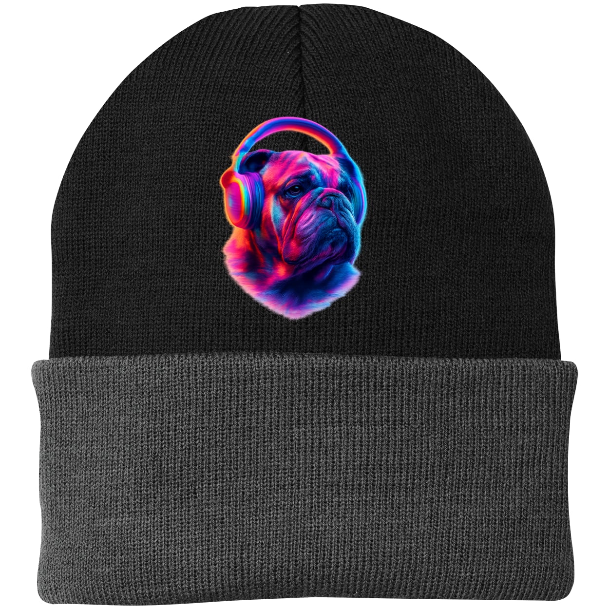 CP90 Port & Company Knit Beanie - Black/Gray