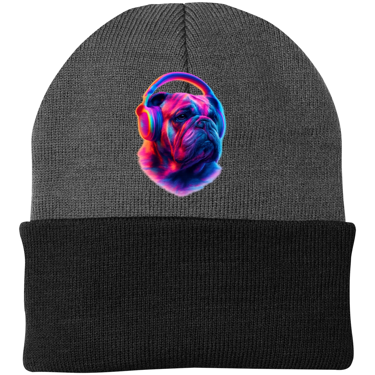 CP90 Port & Company Knit Beanie - Athletic Oxford/Black