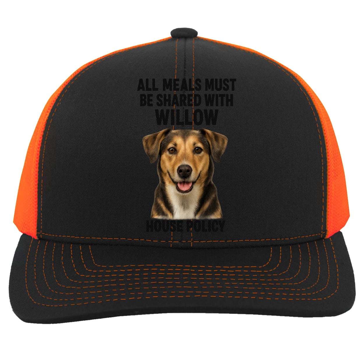 104C Trucker Snap Back - Black/Neon Orange