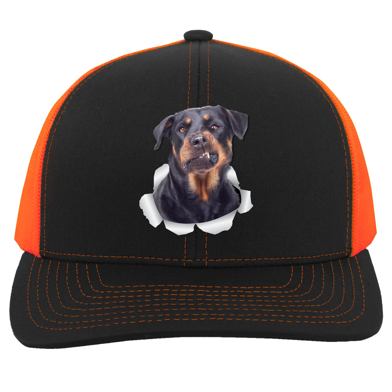 104C Trucker Snap Back - Black/Neon Orange