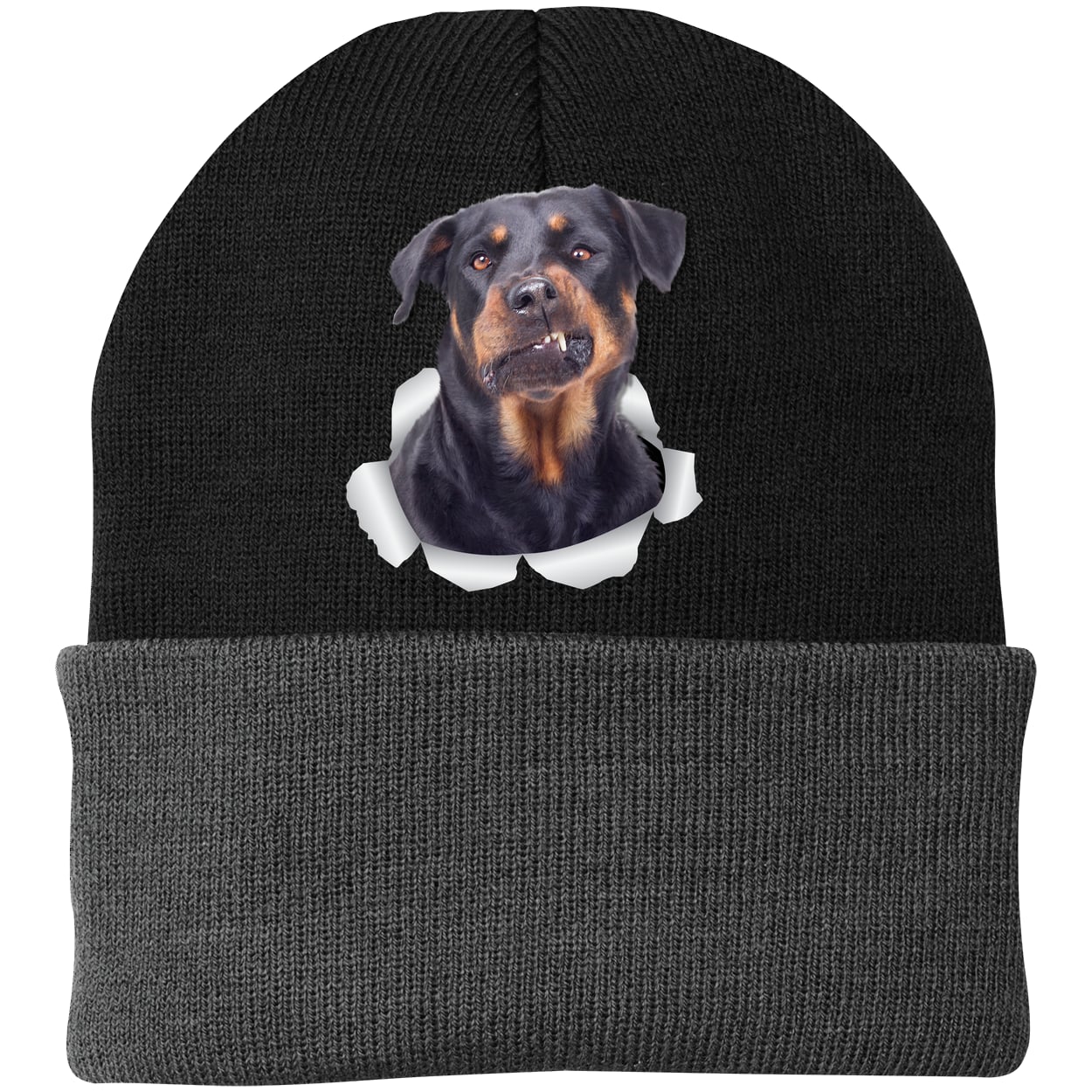 CP90 Port & Company Knit Beanie - Black/Gray