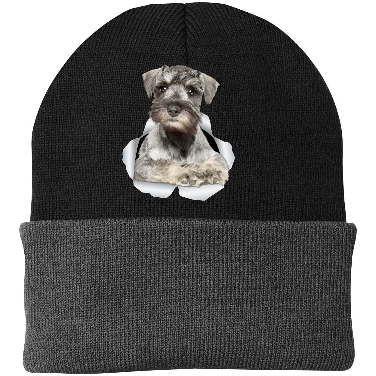CP90 Port & Company Knit Beanie - Black/Gray