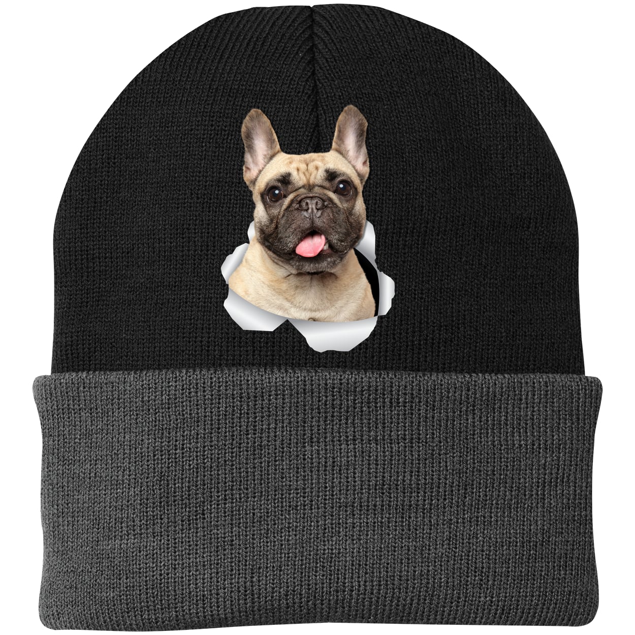 CP90 Port & Company Knit Beanie - Black/Gray