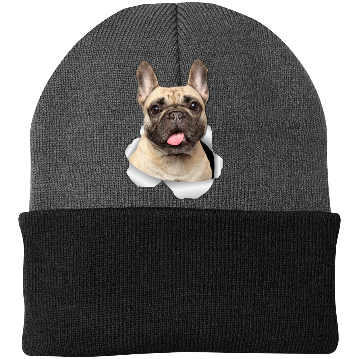 CP90 Port & Company Knit Beanie - Athletic Oxford/Black