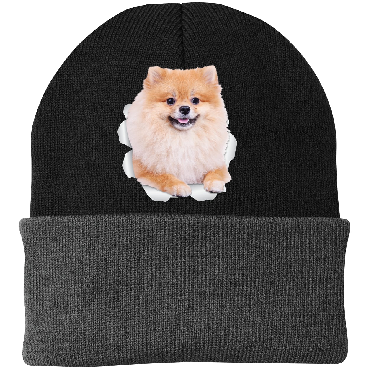 CP90 Port & Company Knit Beanie - Black/Gray