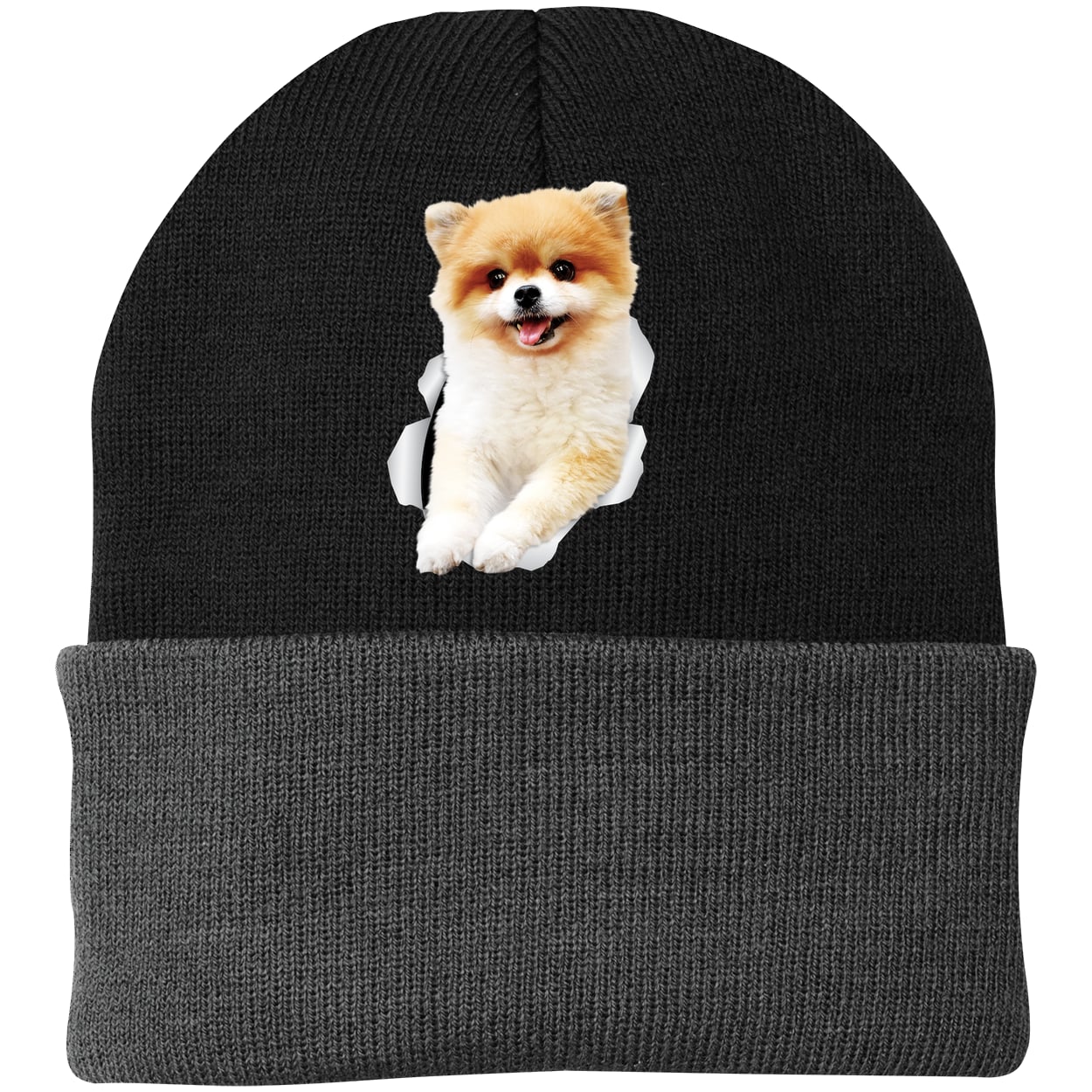 CP90 Port & Company Knit Beanie - Black/Gray