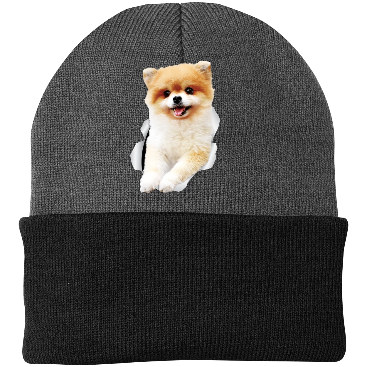 CP90 Port & Company Knit Beanie - Athletic Oxford/Black