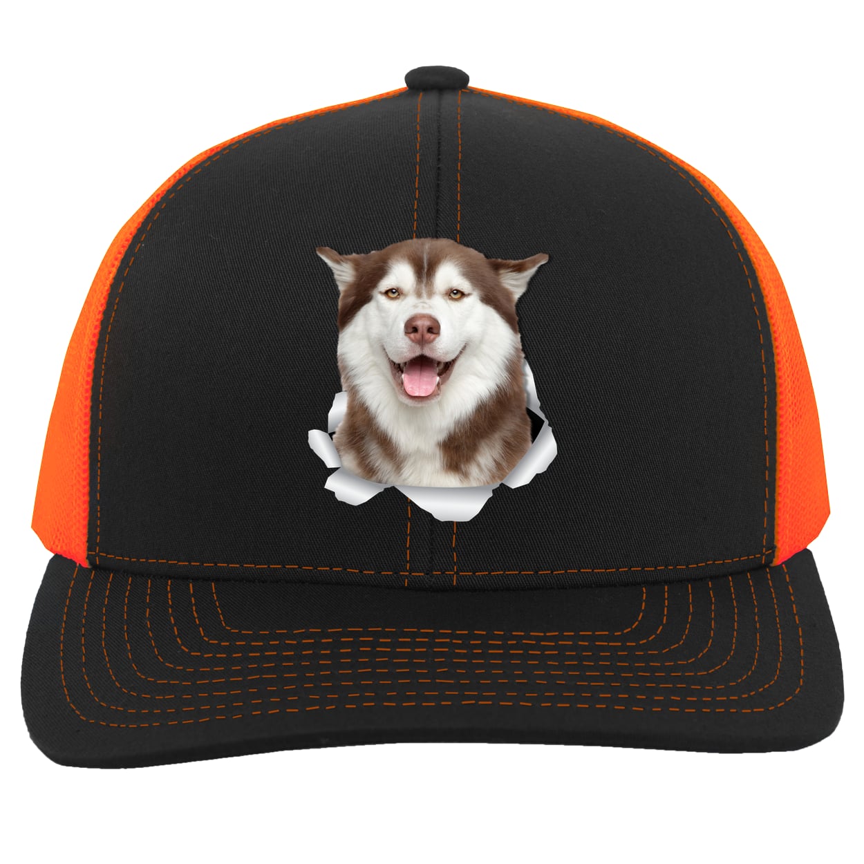 104C Trucker Snap Back - Black/Neon Orange