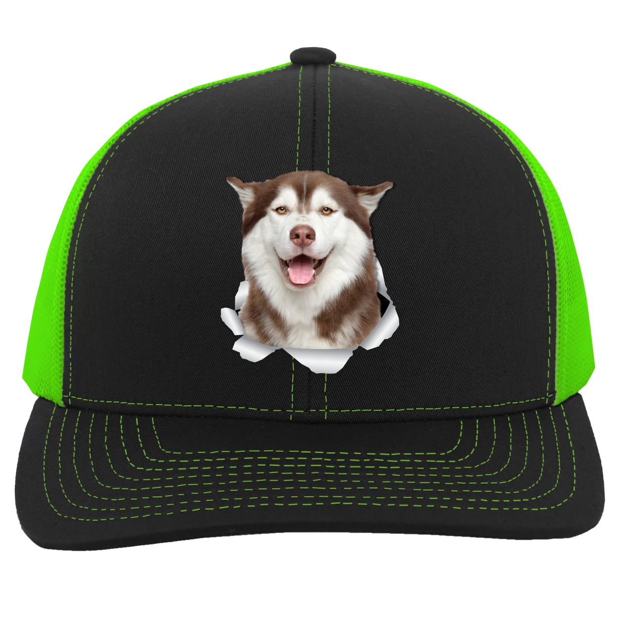 104C Trucker Snap Back - Black/Neon Green