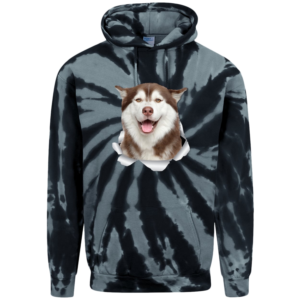 PC146 Port & Company Adult Tie-Dye Pullover Hoodie - Black