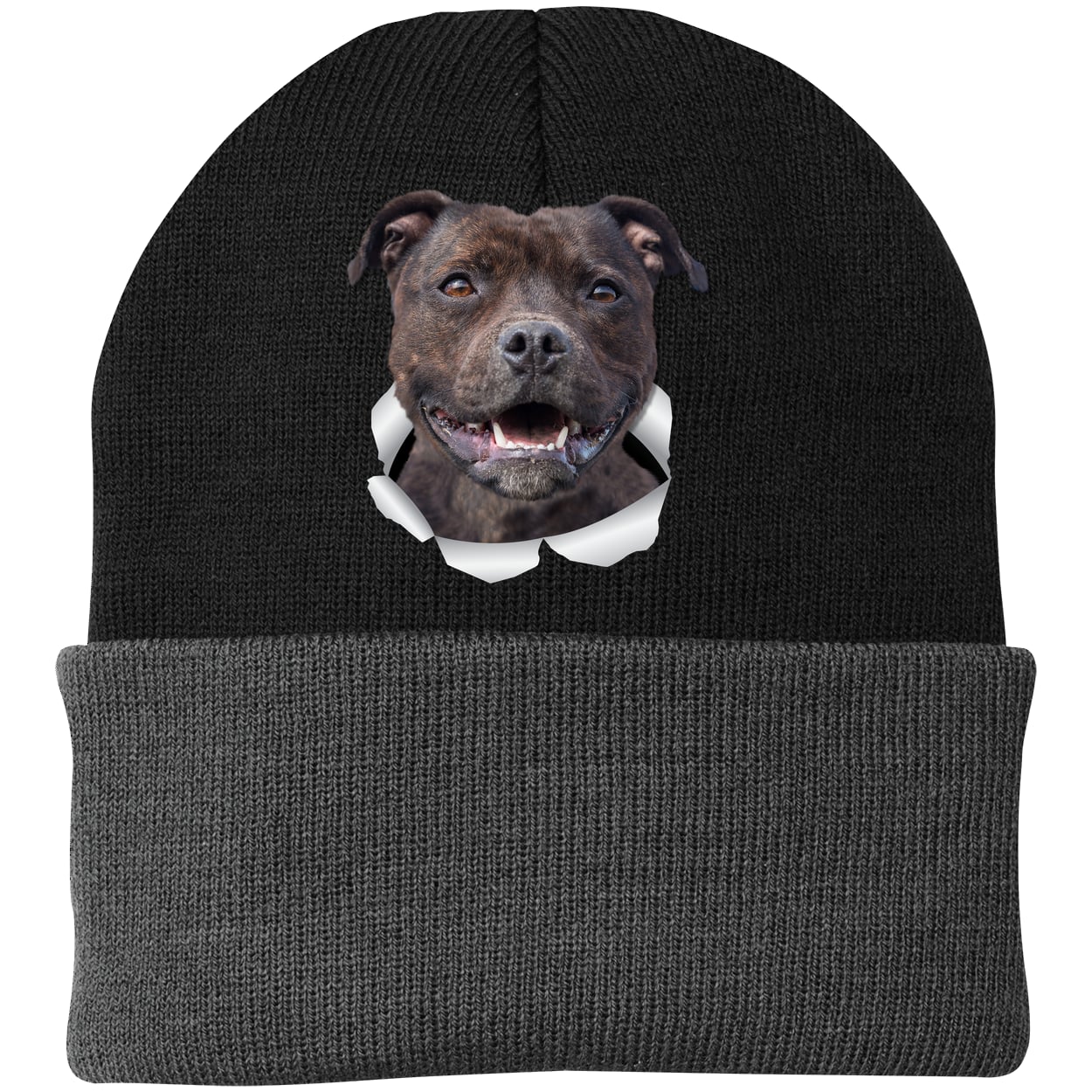 CP90 Port & Company Knit Beanie - Black/Gray