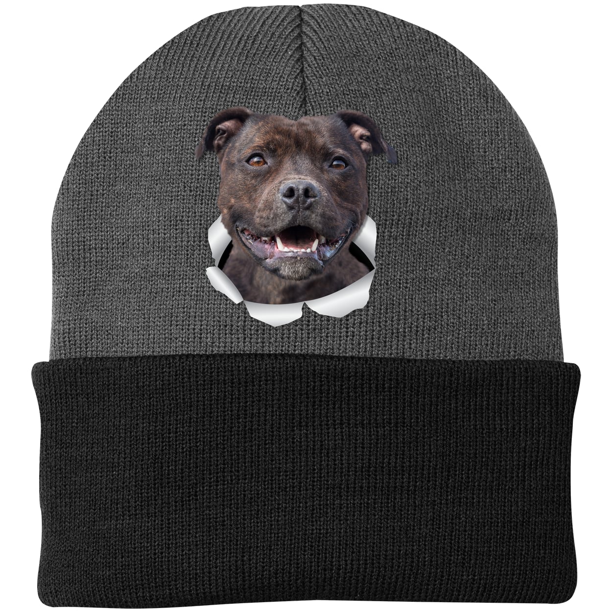 CP90 Port & Company Knit Beanie - Athletic Oxford/Black