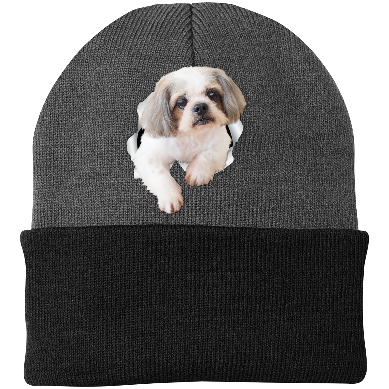 CP90 Port & Company Knit Beanie - Athletic Oxford/Black