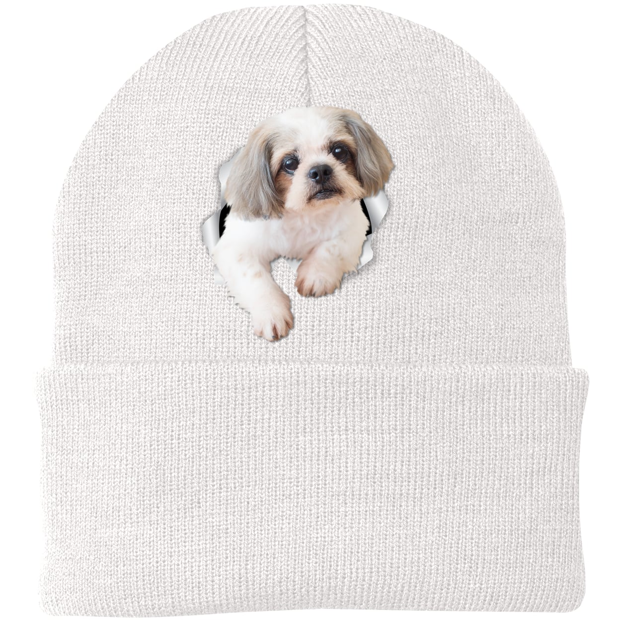 CP90 Port & Company Knit Beanie - White