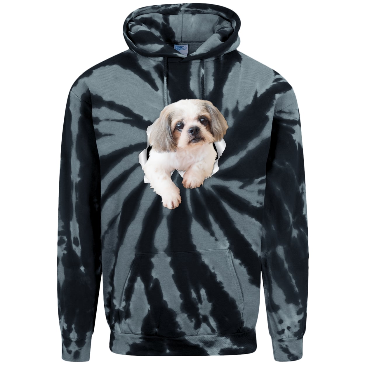 PC146 Port & Company Adult Tie-Dye Pullover Hoodie - Black