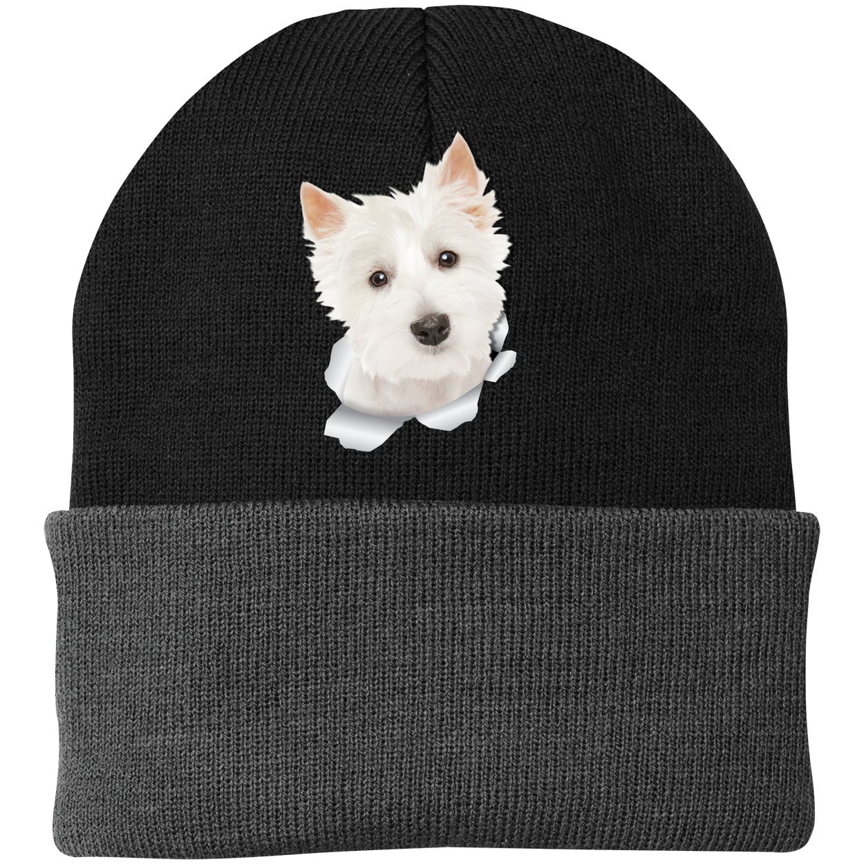 CP90 Port & Company Knit Beanie - Black/Gray