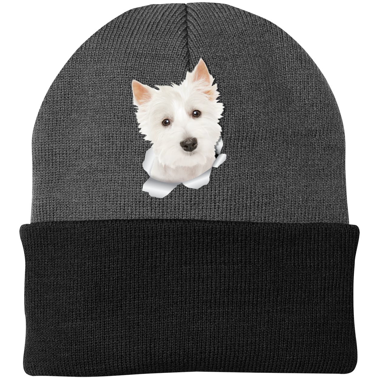 CP90 Port & Company Knit Beanie - Athletic Oxford/Black