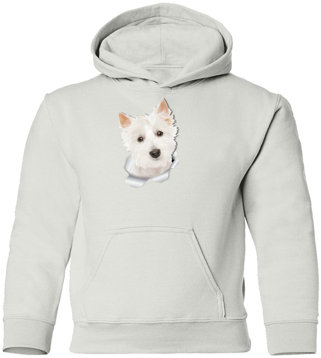 G185B Gildan Youth Pullover Hoodie - White