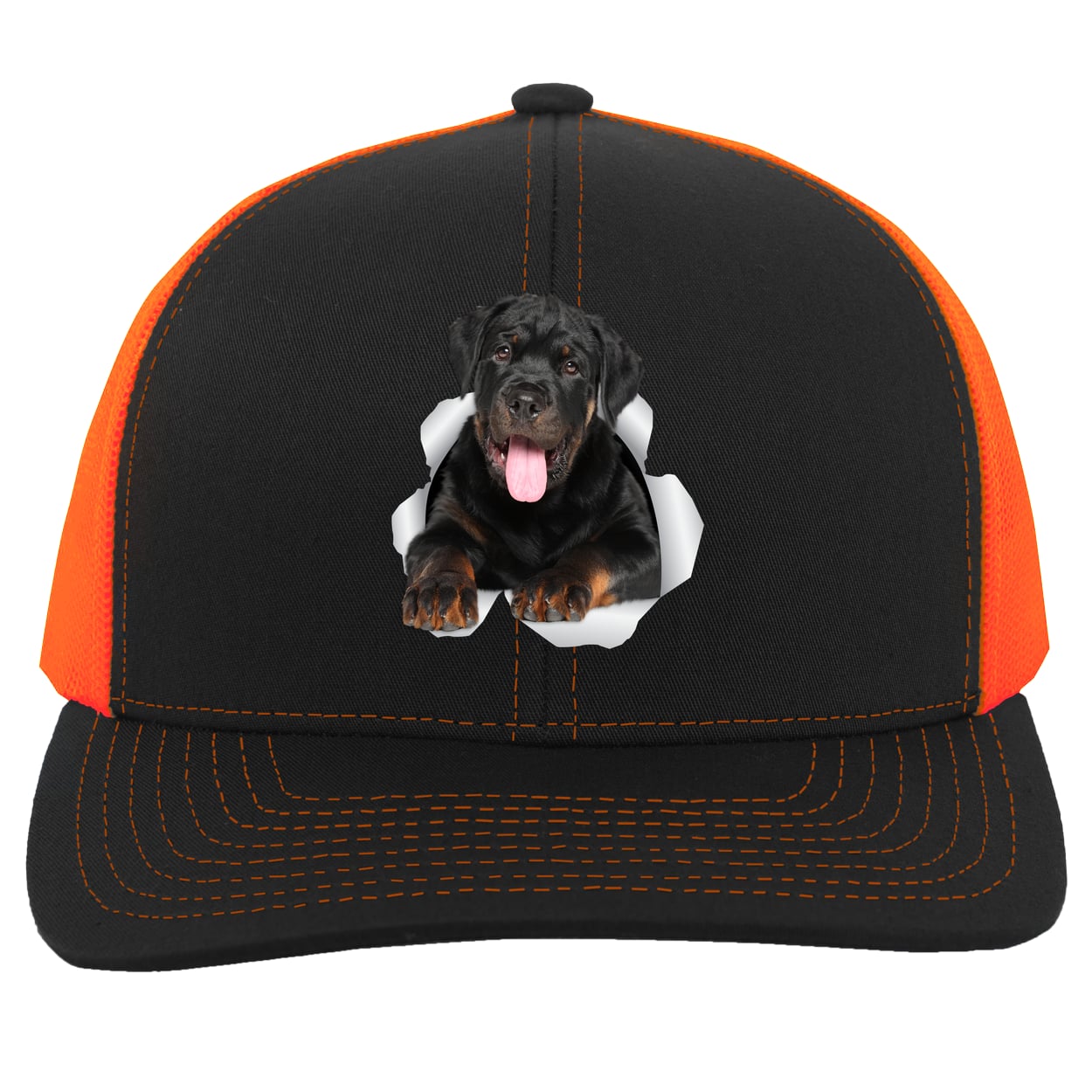 104C Trucker Snap Back - Black/Neon Orange