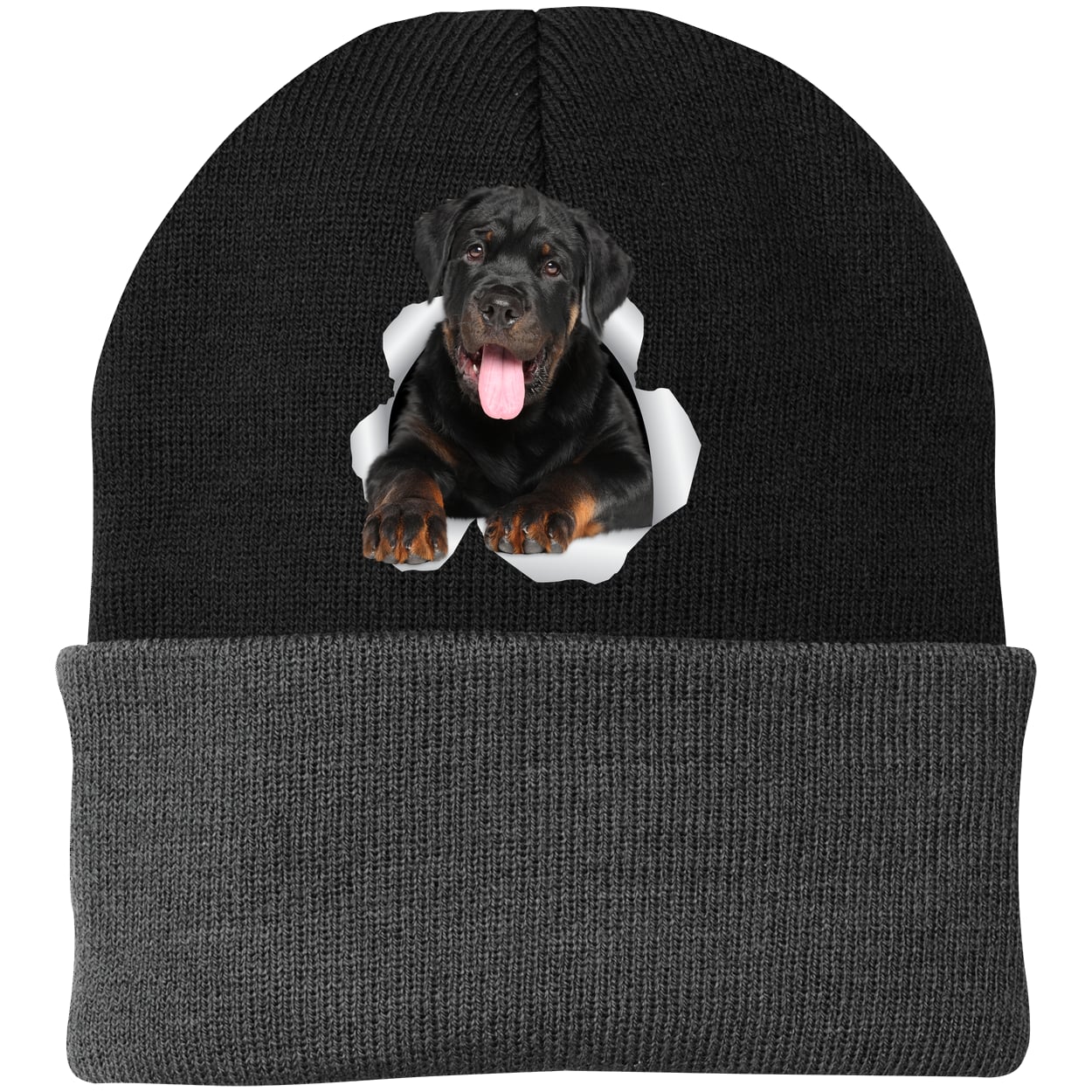 CP90 Port & Company Knit Beanie - Black/Gray