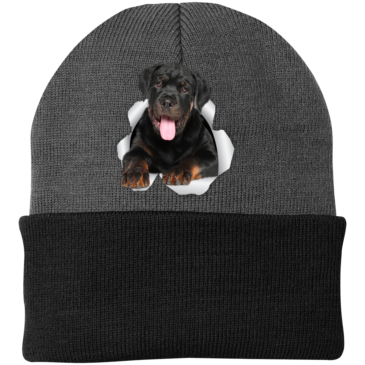 CP90 Port & Company Knit Beanie - Athletic Oxford/Black