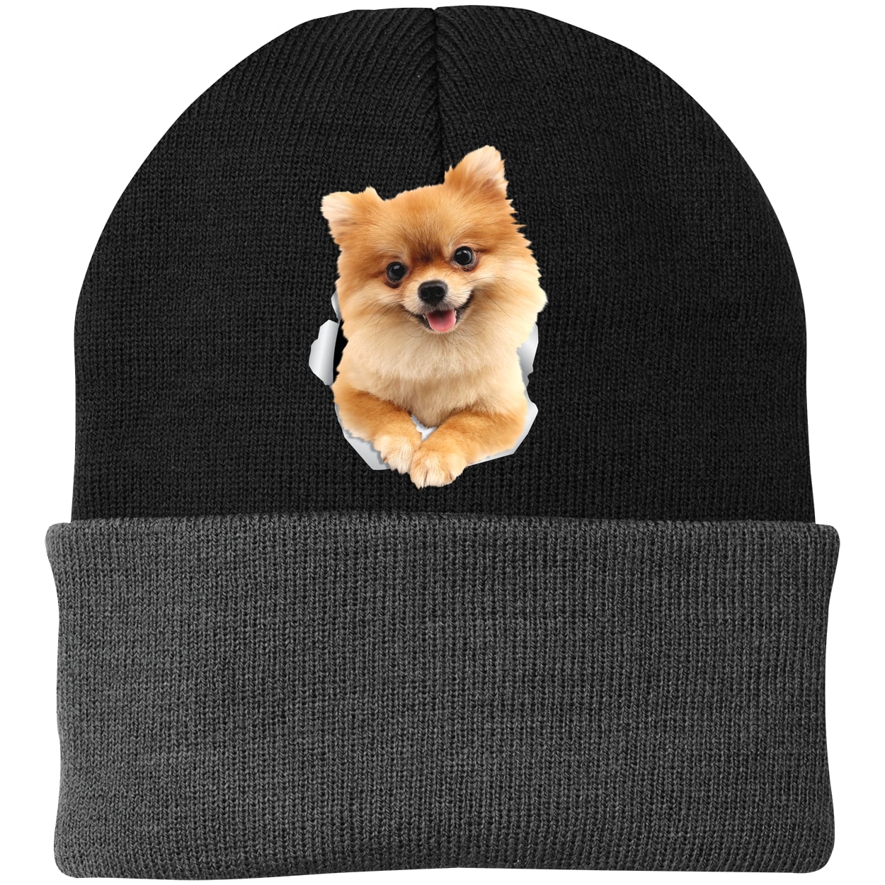 CP90 Port & Company Knit Beanie - Black/Gray