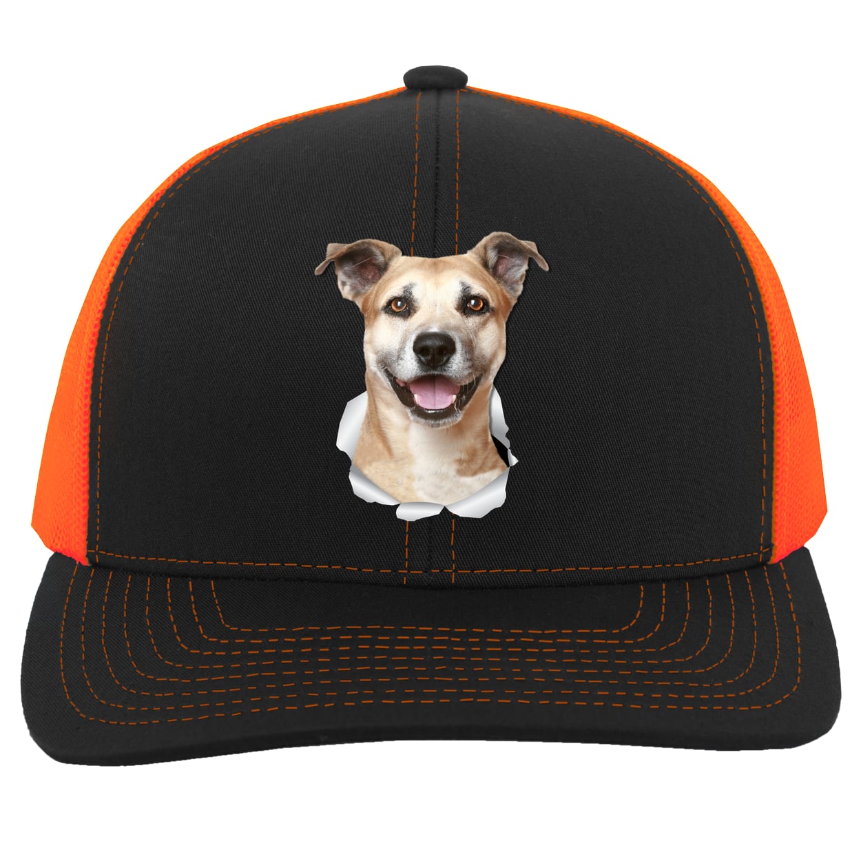 104C Trucker Snap Back - Black/Neon Orange