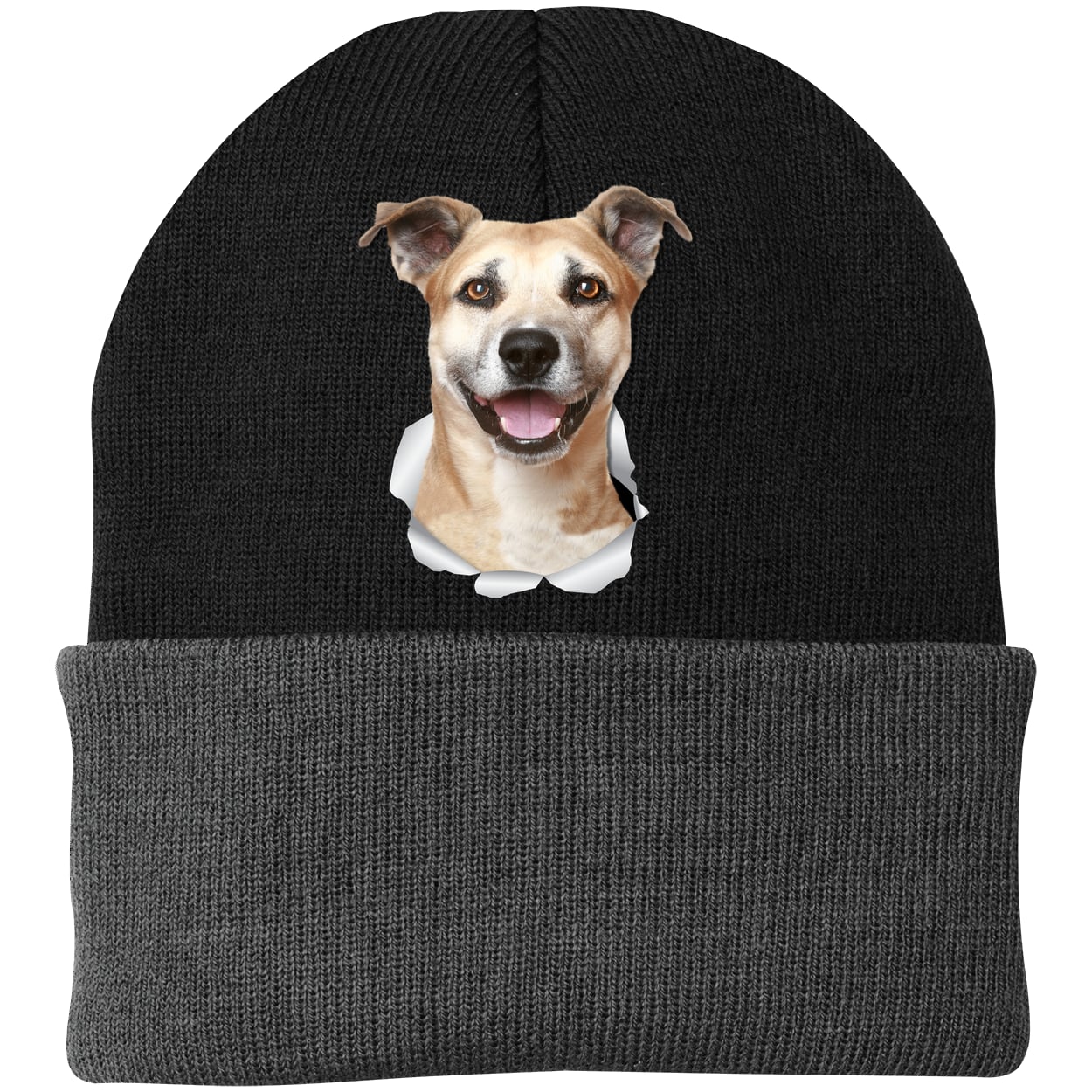 CP90 Port & Company Knit Beanie - Black/Gray