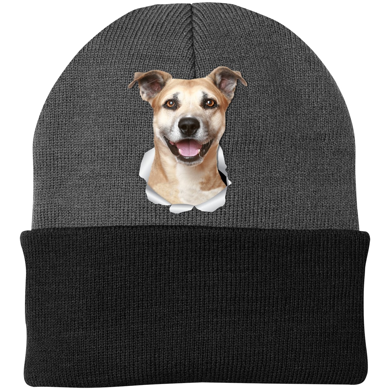 CP90 Port & Company Knit Beanie - Athletic Oxford/Black